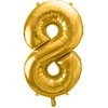 PartyDeco Folinis balionas "8" auksinis, 86 cm