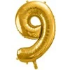 PartyDeco Folinis balionas "9" auksinis, 86 cm
