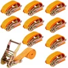 Bez Marki 10 Tvirtinimo Diržų Rinkinys Su Sagtimi 6 M X 25 Mm Apkrova 800 Kg Oranžinė