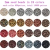 Bez Marki 15600 stiklo karoliukų 24 spalvos 2 mm rinkinys smulkių karoliukų