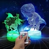 Bez Marki 3D DINOZAUR + JEDNOROŻEC Naktinė lempa LED 7 USB/BATERIE + Pultas 16 KOLORÓW