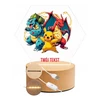 Bez Marki 3D Pokemon LED naktinė lempa + pavadinimas, dovana PREMIUM USB medinis pagrindas