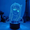 Bez Marki Anime DARLING In The FRANXX zero dwa 3D noc światło kolorowa lampka