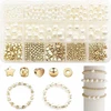Bez Marki DIYQueen Beads rinkinys 720 vnt, balto aukso apyrankėms