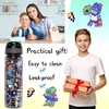 Bez Marki Gertuvė Vandeniui 650 ml Sandari su Šiaudeliu Vaikams Be BPA — gertuvė mokyklai, sportinė gertuvė, gėrimų talpykla, mokyklinės prekės, gertuvė su laikikliu, gertuvė moksleiviui, violetinė vaikiška gertuvė