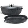 Bez Marki GOOSE keptuvė 3in1 GRILĖ Keptuvė MARMURINĖ keptuvė 38cm 11L 4036