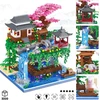 Bez Marki Japoniškų vyšnių žiedai, bonsai, architektūrinių blokelių rinkinys su šviesa