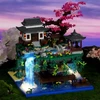 Bez Marki Japoniškų vyšnių žiedai, bonsai, architektūrinių blokelių rinkinys su šviesa