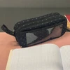Bez Marki Juodas trijų skyrių mokyklinis dėklas