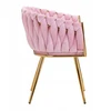 Bez Marki Kėdė Fotelis svetainei IMPERIA Velour Braided Gold Legs GLAMOUR rožinė