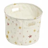 La Factory Bez Marki KOSZ NA ZABAWKI OKRĄGŁY Ø 38 CM WYSOKOŚĆ 32 CM BEŻOWY W GWIAZDKI