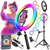 Bez Marki LAMPA PIERŚCIENIOWA NAGRYWANIA FILMIKÓW ZDJĘĆ RGB KOLOROWA LED STOVAS 220CM