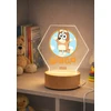 Bez Marki Lampka Nocna LED 3D Bluey + Imię Prezent Podstawa Drewniana PREMIUM USB