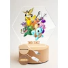 Bez Marki Lampka Nocna LED 3D Pokemon + Imię, Prezent Podstawa Drewniana PREMIUM USB