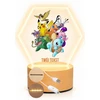 Bez Marki Lampka Nocna LED 3D Pokemon + Imię, Prezent Podstawa Drewniana PREMIUM USB