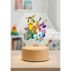 Bez Marki Lampka Nocna LED 3D Pokemon + Imię, Prezent Podstawa Drewniana PREMIUM USB