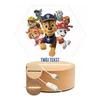 Bez Marki Lampka Nocna LED 3D Psi Patrol +Imię Prezent Podstawa Drewniana PREMIUM USB