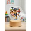 Bez Marki Lampka Nocna LED 3D Psi Patrol +Imię Prezent Podstawa Drewniana PREMIUM USB