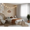 Bez Marki Lampka Nocna LED Drewniana CHMURKA Brązowa Palisander Boho Skandynawski