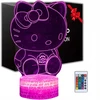 Bez Marki Led 3d naktinė lemputė Hello Kitty vaikams, su Usb ir pulteliu