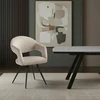 Bez Marki Minkšta valgomojo kėdė Šviesiai smėlio spalvos modernios juodos plieninės kojos