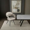 Bez Marki Minkšta valgomojo kėdė Šviesiai smėlio spalvos modernios juodos plieninės kojos