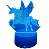 Bez Marki Naktinė lempa 3D LED JEDNOROŻEC UNICORN KOLORY + Pultas