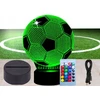 Bez Marki Naktinė lempa LED PIŁKA NOŻNA PIŁKARZ BIURKOWA 3D DLA DZIECI RGB LED + Pultas