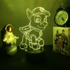 Bez Marki Naktinė lempa NEON AKRYL DEKORACJA 3D LED RGB ROCKY PSI PATROL + Pultas