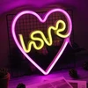 Bez Marki Naktinė lempa NEON POKÓJ DZIECIĘCY SERCE LOVE LED ŚLUB DEKORACJA USB BATERIE