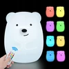 Bez Marki Naktinė lempa ŚWIECĄCY MIŚ DLA DZIECI LED RGB USB Pultas KOLOROWA SILIKONOWA