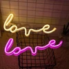 Bez Marki NEON LED NA ŚCIANĘ LAMPA USB NOCNA LOVE ROŽINĖ DEKORACJA DO POKOJU OZDOBA