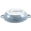 Bez Marki Puodas Niski Płaski MARMUROWY 24cm WOK 2,5l Indukcja Gaz 8047