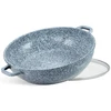 Bez Marki Puodas Niski Płaski MARMUROWY 24cm WOK 2,5l Indukcja Gaz 8047