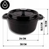 Bez Marki Puodas ŻELIWNY 4L EMALIOWANY Z POKRYWKĄ JUODA GAZ INDUKCJA Orkaitė 24CM