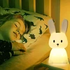 Bez Marki Silikoninė Led naktinė lemputė "kiškutis" - spalvota, Usb įkrovimas