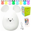 Bez Marki Silikoninė Led naktinė lemputė pelė Rgb su pulteliu vaikams