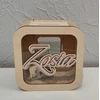 Bez Marki Skarbonka imię dziecka brokatowe róż mėlyna sklejka 15x15cm prezent