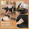 Bez Marki Sulankstoma maitinimo kėdutė, vaikiška kėdutė su padėklu, plieno vamzdis, juodas