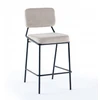 Bez Marki Šviesiai smėlio spalvos briaunota aksominė baro kėdė su juodomis plieninėmis kojelėmis