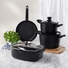 Bez Marki Vario Stone Design Juodas 16 cm puodas su dangčiu