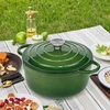Bez Marki Žalias emaliuotas ketaus PUODAS SU DANGIU - INDUKCINIS, DUJOS - 28 CM - 5,9L