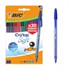 Bic Cristal Soft vidutinio storio rašikliai, 1.2 mm, 4 spalvos, 20 vnt. rinkinys