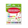 "Bipunta" rašikliai su dvigubu smaigaliu 12 spalvų Fibracolor