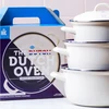 BK APVALUS emaliuota kepimo skarda su dangčiu 20 CM KREMAS ORKAITĖS