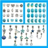 CHARMS Mėlynas BEADS RINKINYS, SKIRTA CHARMS APrankeles IR KORĖLIUS GAMINTI