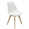 Bm Design 4 NORDEN kėdės, baltos, pagalvėlė, medinė koja