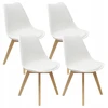 Bm Design 4 NORDEN kėdės, baltos, pagalvėlė, medinė koja