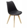 Bm Design 4 NORDEN kėdės, juodos, pagalvėlė, medinė koja