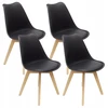 Bm Design 4 NORDEN kėdės, juodos, pagalvėlė, medinė koja